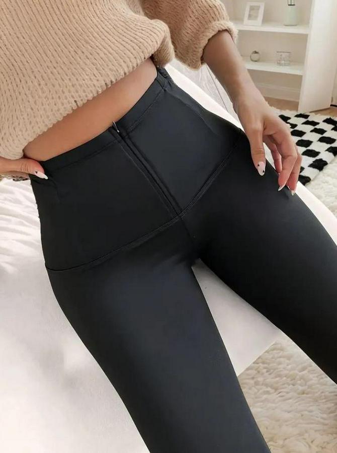 Yüksek Bel Önden Fermuarlı Dalgıç Tayt