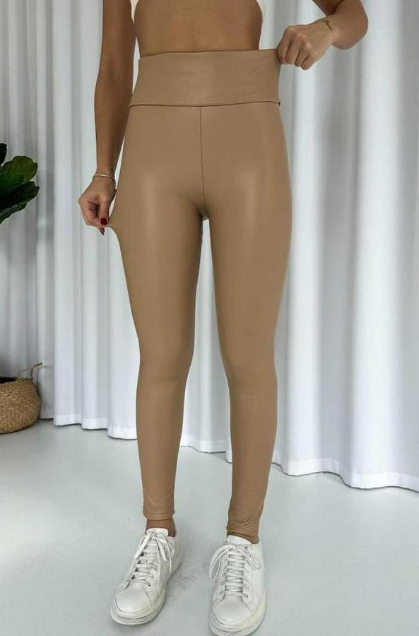 Yüksek Bel Toparlayacı Içi Şardonlu Tam Kalıp Deri Tayt