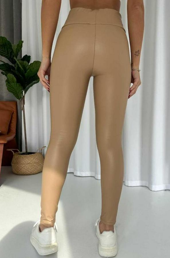 Yüksek Bel Toparlayacı Içi Şardonlu Tam Kalıp Deri Tayt