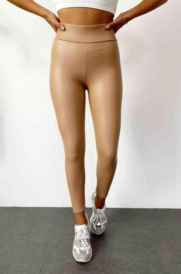 Yüksek Bel Toparlayacı Içi Şardonlu Tam Kalıp Deri Tayt