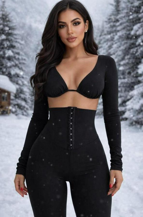 Yüksek Bel Toparlayıcı Korse Detay Agraflı Çelik Kumaş Tayt