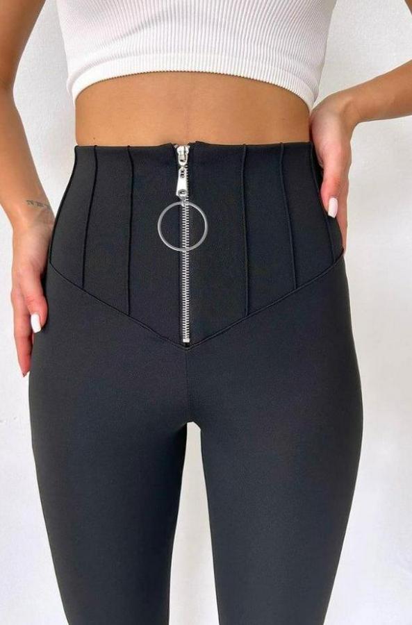 Yüksek Bel Toparlayıcı Korse Detay Dalgıç Kumaş Tayt