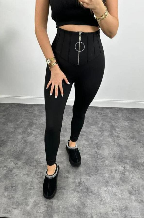 Yüksek Bel Toparlayıcı Korse Detay Dalgıç Kumaş Tayt