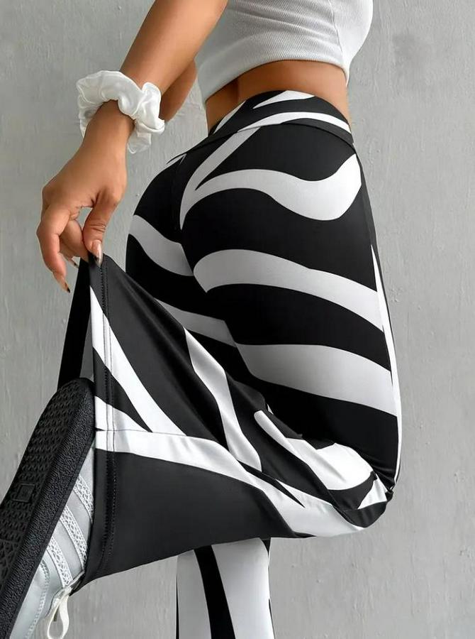 Yüksek Bel Zebra Desenli Dalgıç Tayt