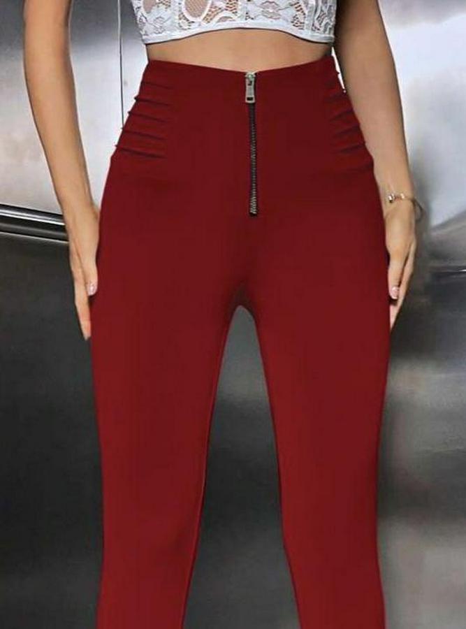 Yüksek Belli Önden Fermuar Ve Nervur Detaylı Dalgıç Tayt