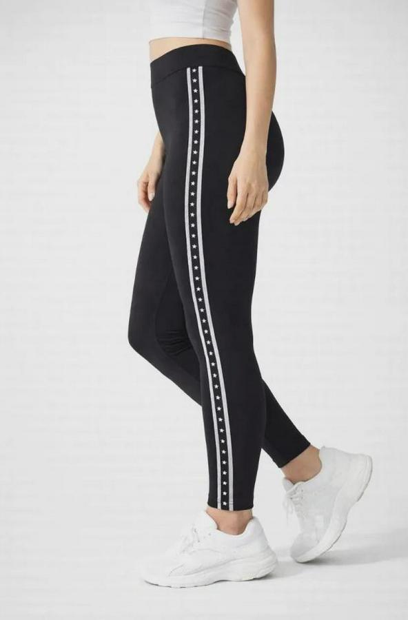 Likralı Yan Yıldız Şeritli Detaylı Tayt