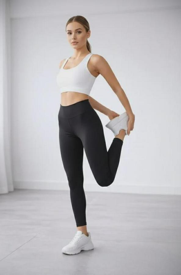 Yüksek Bel Toparlayıcı Likralı Düz Sporcu Tayt