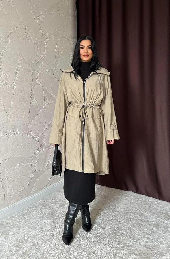 Camel Askı Detaylı Trençkot