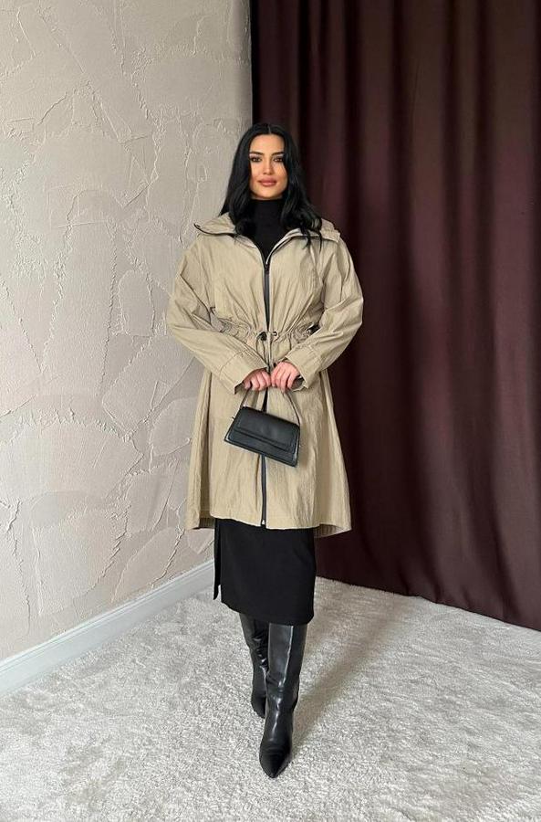Camel Askı Detaylı Trençkot