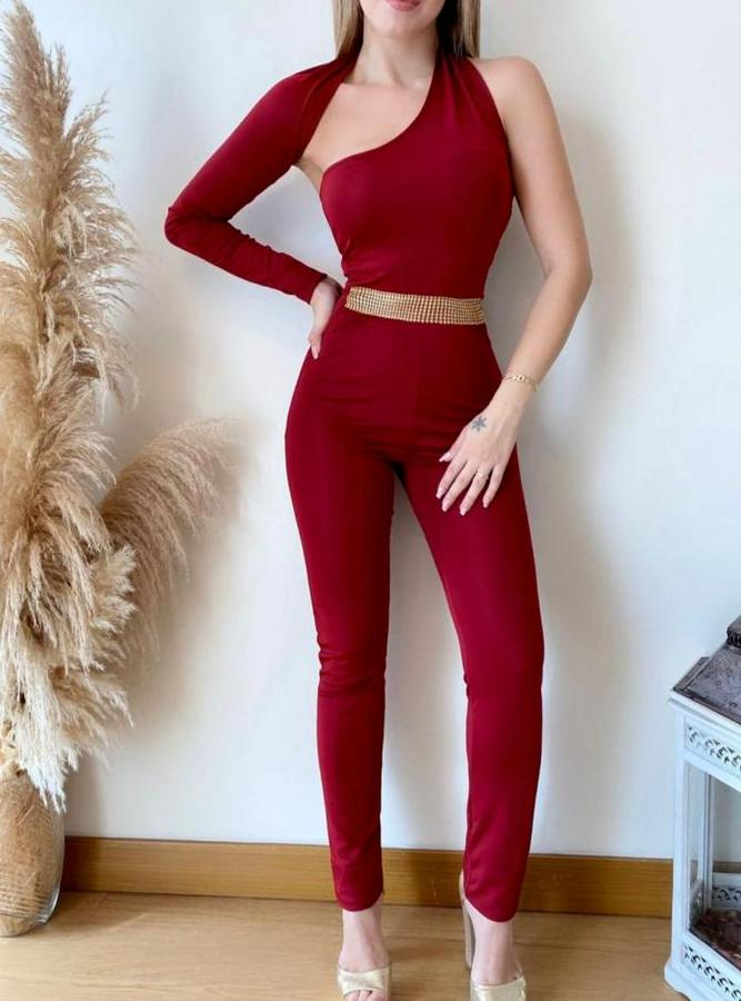 Asimetrik Dekolte Ve Taş Detay Fırsat Ürün Tulum