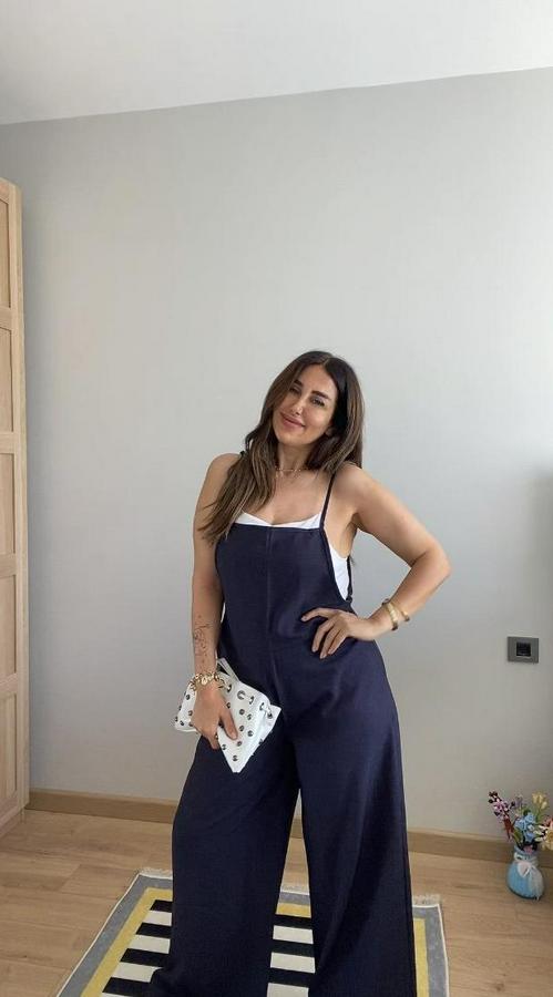 Askılı Yandan Fermuarlı Geniş Paçalı Valencia Tulum