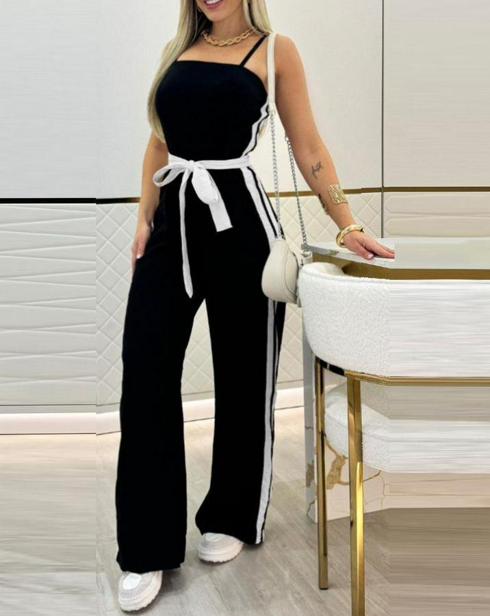 Ip Askılı Straplez Belden Kuşaklı Viskon Iki Iplik Tulum