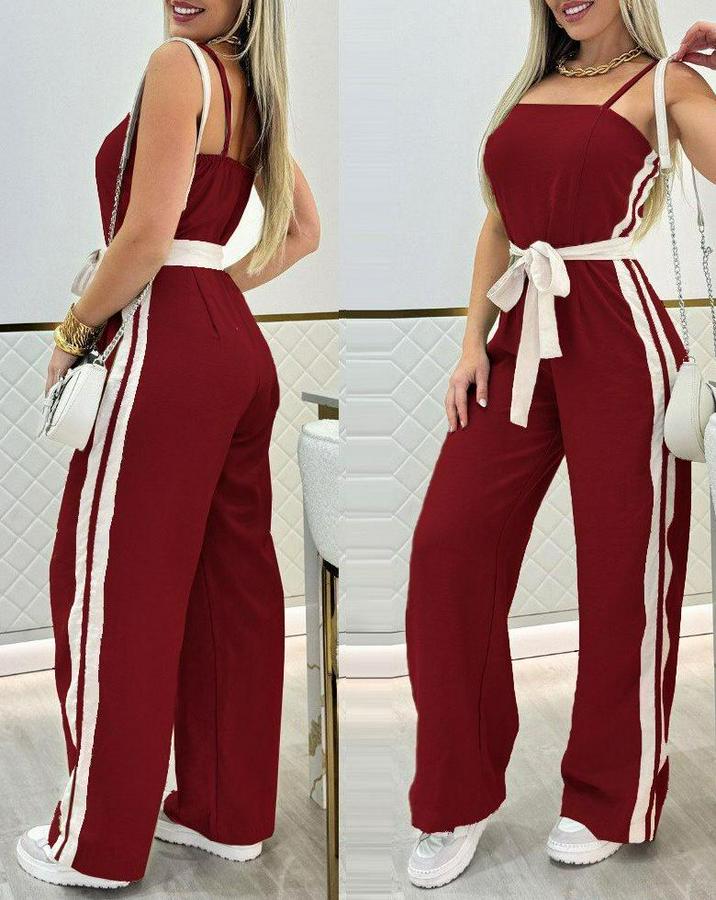 Ip Askılı Straplez Belden Kuşaklı Viskon Iki Iplik Tulum