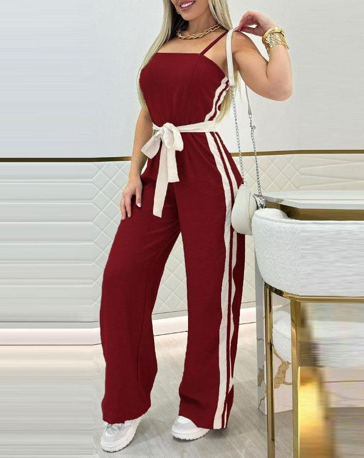 Ip Askılı Straplez Belden Kuşaklı Viskon Iki Iplik Tulum