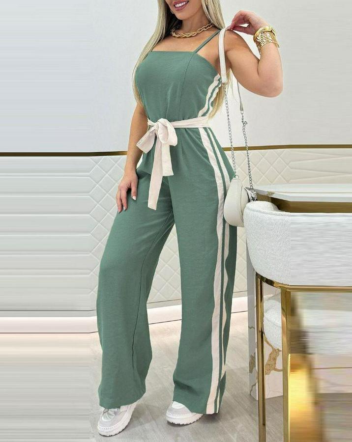 Ip Askılı Straplez Belden Kuşaklı Viskon Iki Iplik Tulum