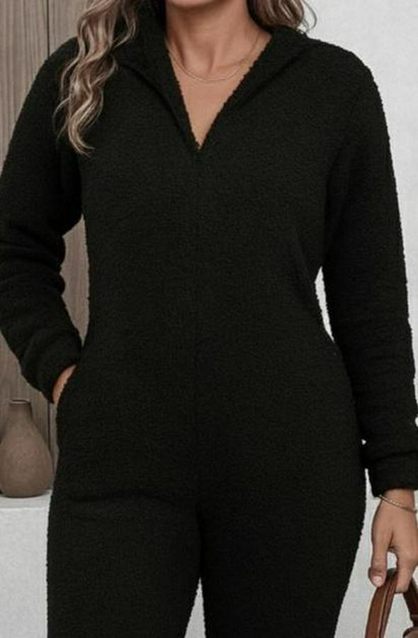 Uzun Kollu Kapüşonlu Tavşan Kulak Detaylı Peluş Tulum