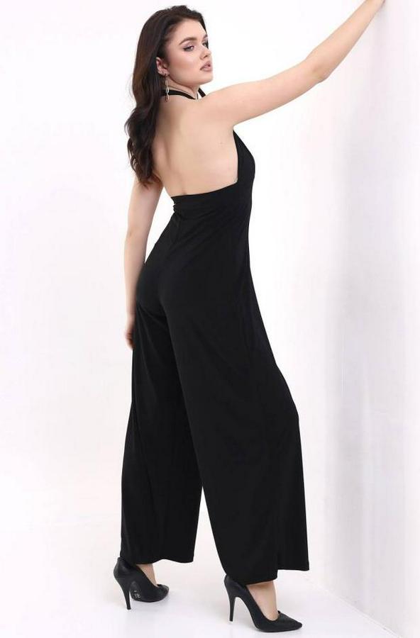 V Yakasırt Dekolteli Geniş Paça Sandy Kumaş Fırsat Ürün Tulum