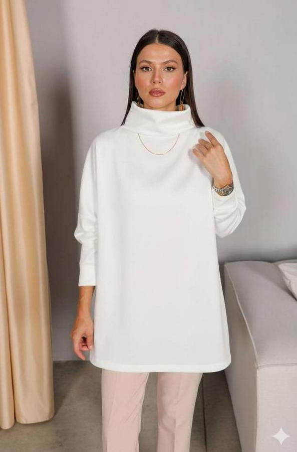 Uzun Kollu Balıkçı Yaka Scuba Tunik