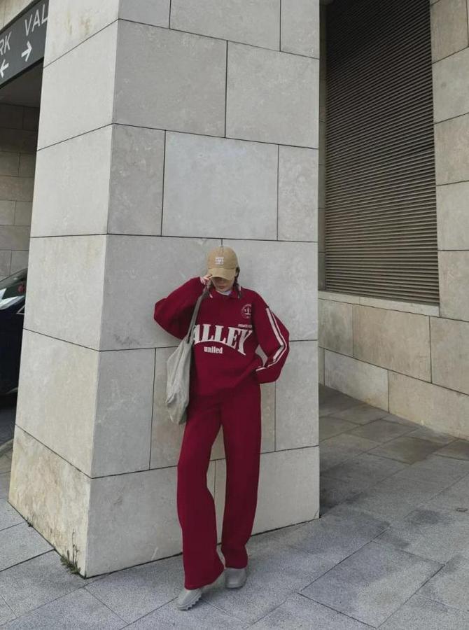 Üç Iplik Yakalı Sweat Baggy Pantalonlu Takım