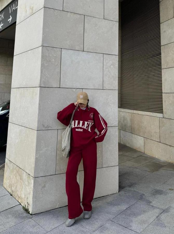 Üç Iplik Yakalı Sweat Baggy Pantalonlu Takım