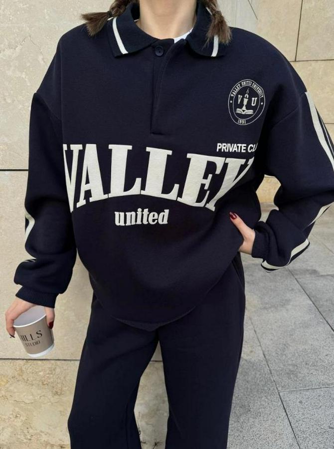 Üç Iplik Yakalı Sweat Baggy Pantalonlu Takım