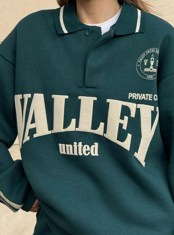 Üç Iplik Yakalı Sweat Baggy Pantalonlu Takım