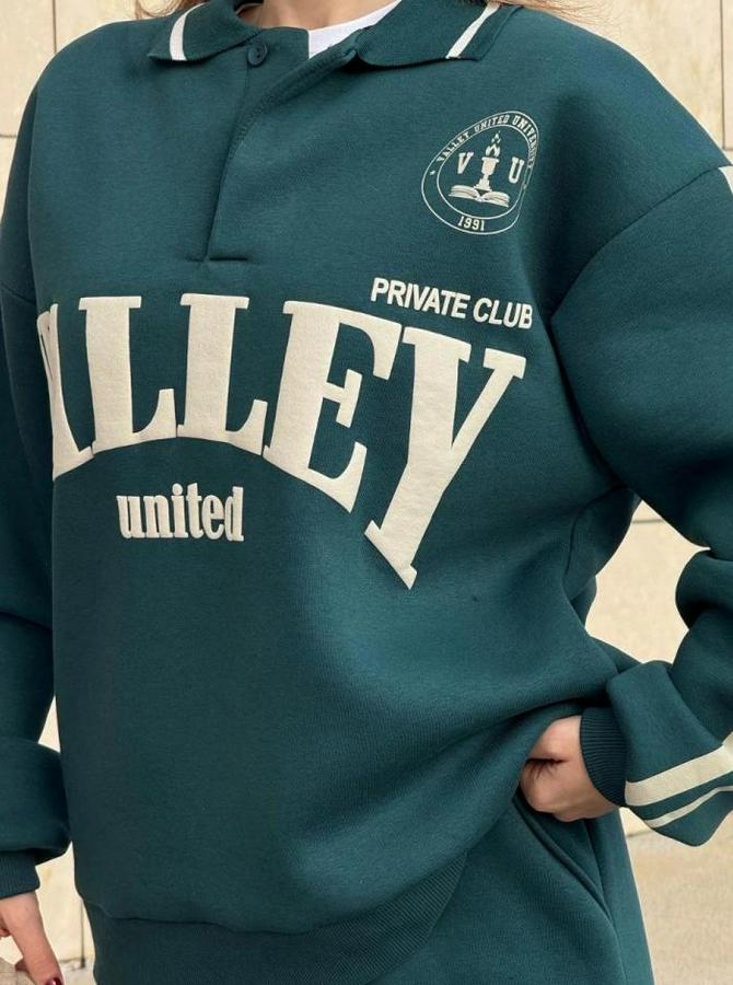 Üç Iplik Yakalı Sweat Baggy Pantalonlu Takım