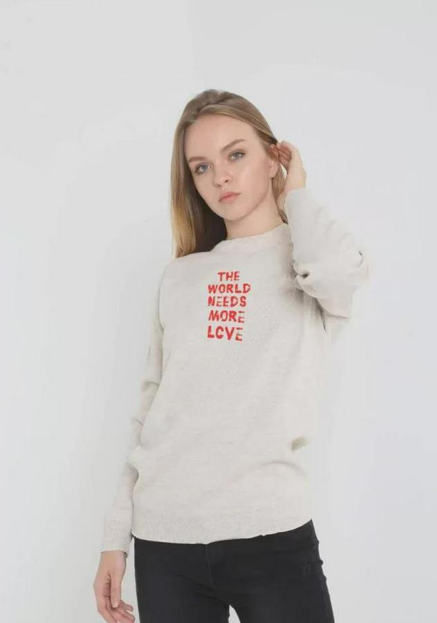 Unisex Bisiklet Yaka Baskılı Dokuma Triko