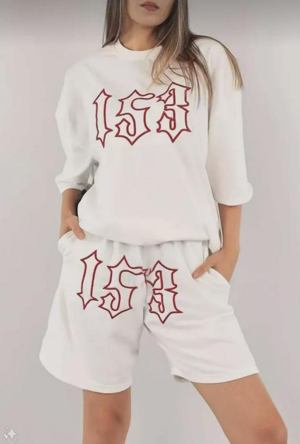 Unisex Nakış Işlemeli Şort Takım