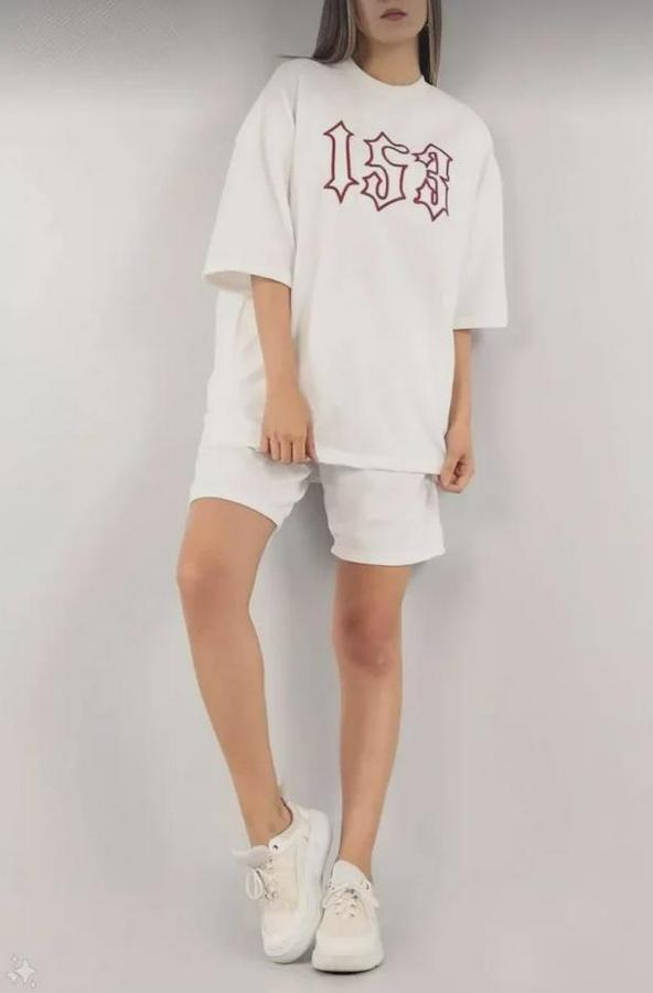 Unisex Nakış Işlemeli Şort Takım