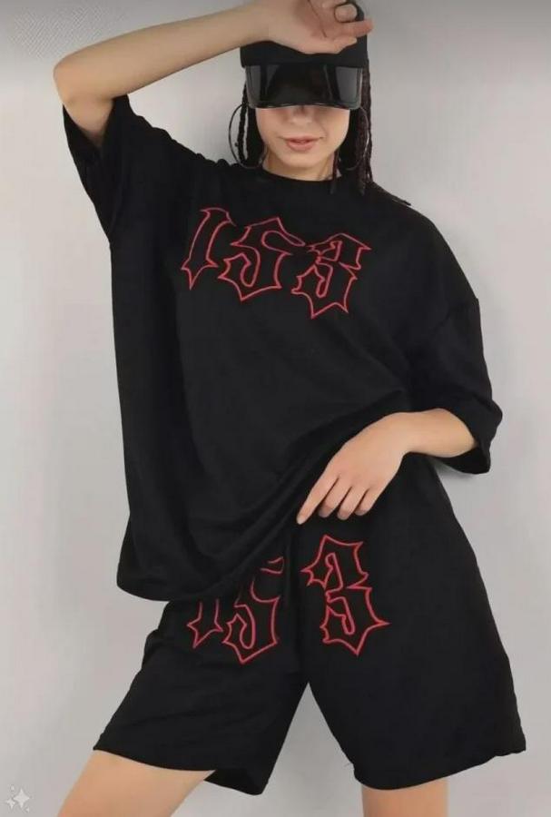 Unisex Nakış Işlemeli Şort Takım