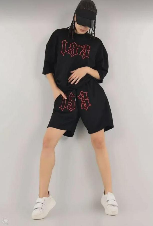 Unisex Nakış Işlemeli Şort Takım