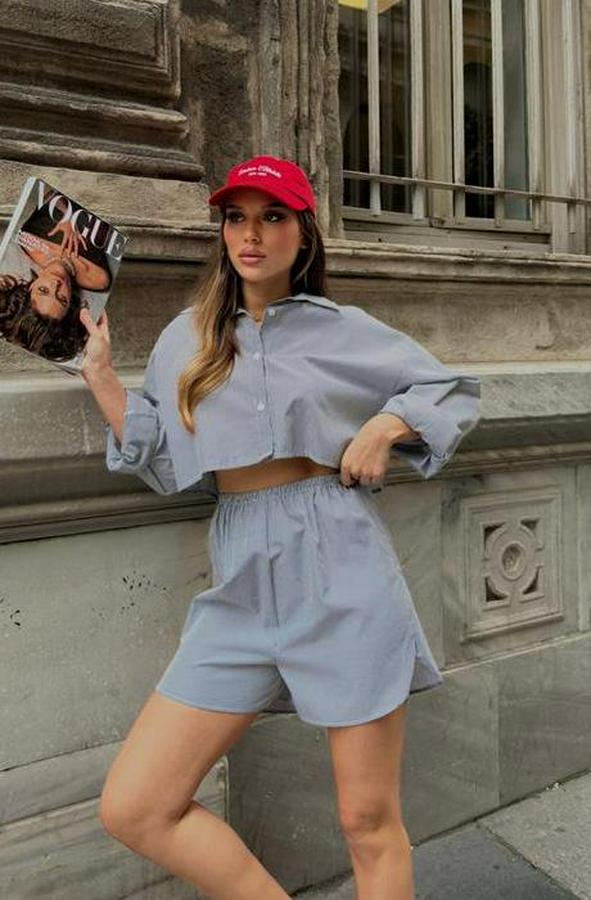 Volerie Çizgili Şortlu Takım 9342-17