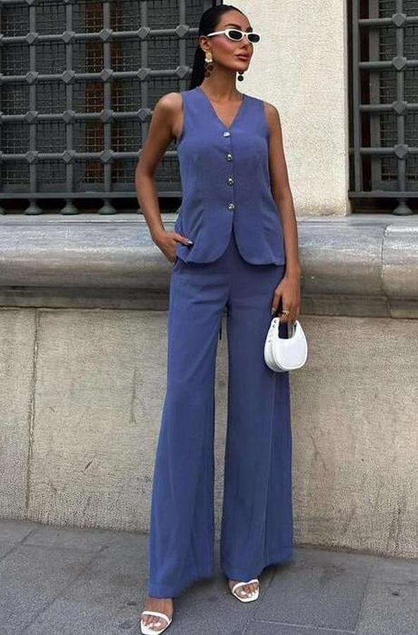 Arkası Bağcıklı Yelek Plazza Pantolon Modal Takım 10202-08