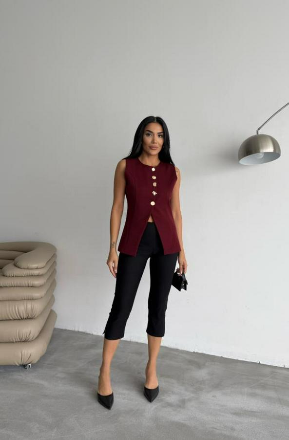 Gold Düğme Detayli Yelek