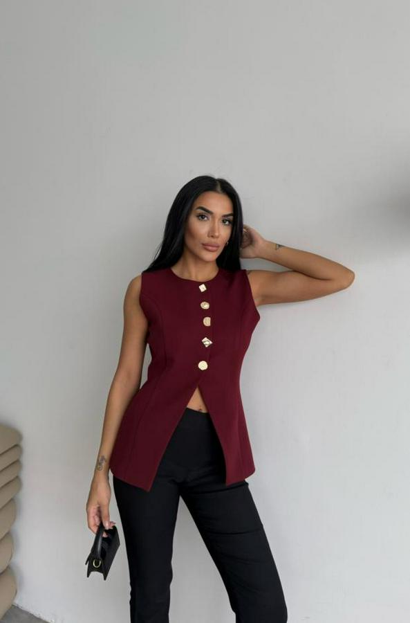 Gold Düğme Detayli Yelek