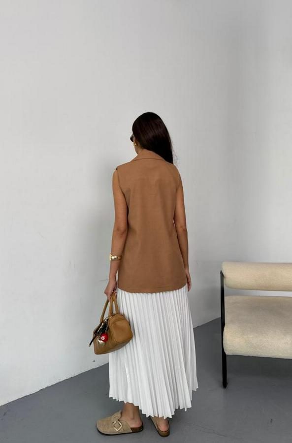 Gold Düğmeli Keten Yelek