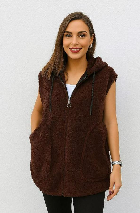 Kapüşon Ve Fermuar Detay Welsoft Kolsuz Yelek