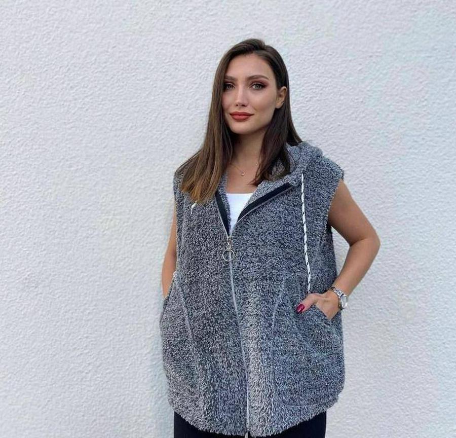 Kapüşon Ve Fermuar Detay Welsoft Kolsuz Yelek