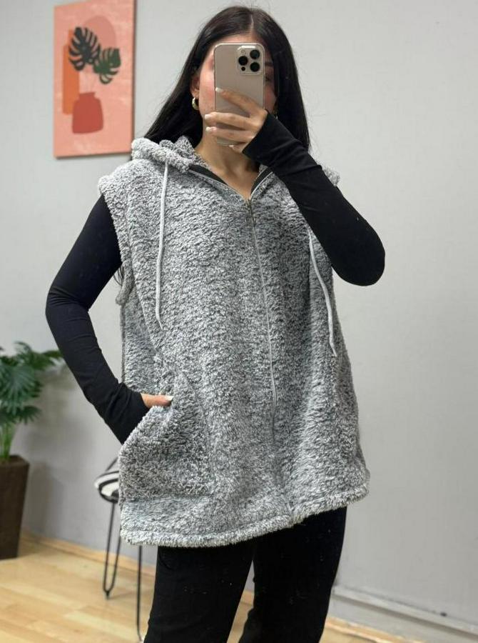 Kapüşon Ve Fermuar Detay Welsoft Kolsuz Yelek