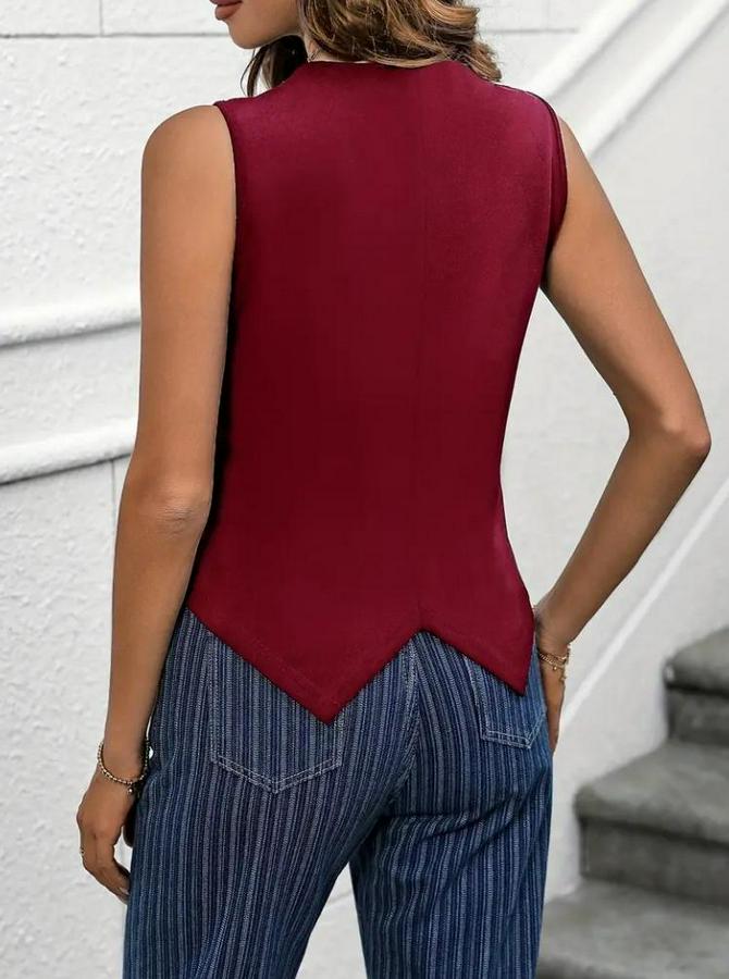 Sıfır Kollu V Yakalı Önden Düğmeli Atlas Yelek