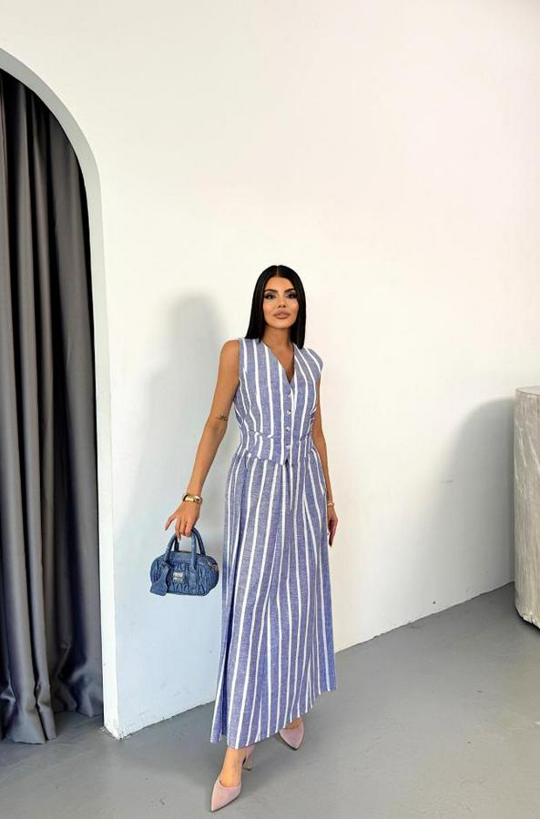 Keten Çizgili Yelek