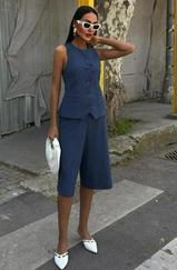 Midi Şortlu Ve Yelekli Viscon Takım 10167