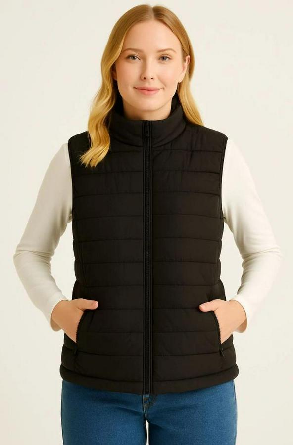 Şişme Fermuarlı Yelek Su Itici Kapitone Astarlı Kumaş Cepli Hafif Kışlık Spor Rahat Kalıp