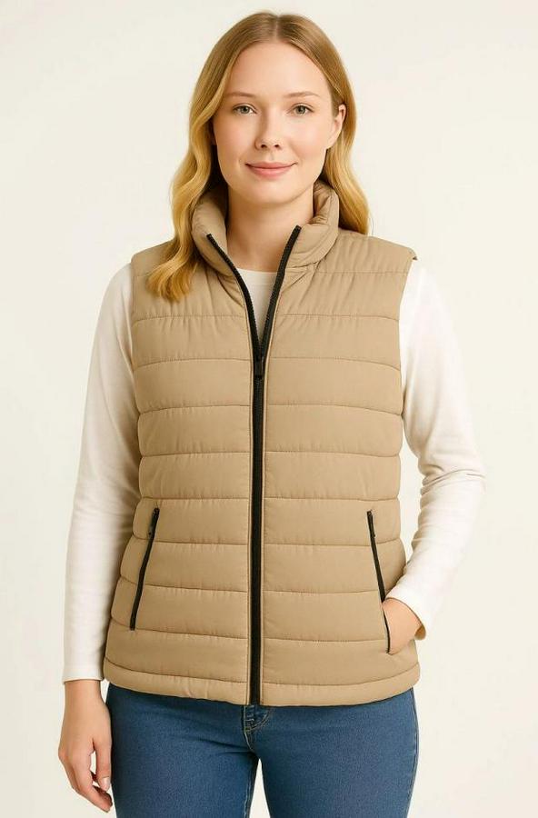 Şişme Fermuarlı Yelek Su Itici Kapitone Astarlı Kumaş Cepli Hafif Kışlık Spor Rahat Kalıp