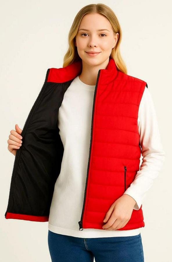 Şişme Fermuarlı Yelek Su Itici Kapitone Astarlı Kumaş Cepli Hafif Kışlık Spor Rahat Kalıp