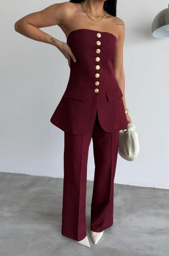 Tasarim Gold Düğmeli Straplezyelek