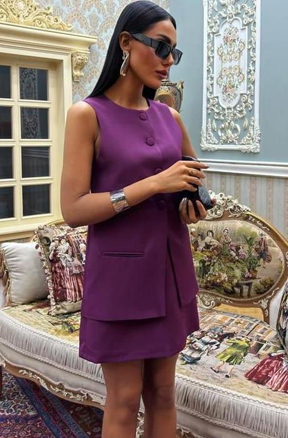 Uzun Yelekli Ve Mini Etekli Double Takım 10108