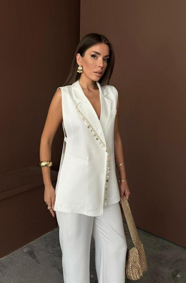 Yaka Midye Kabuğu Sirali Yelek