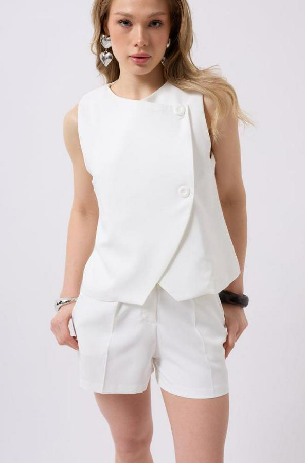 Yandan Düğmeli Dokuma Yelek